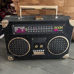 ALDO KUZITRIN Retro Black Portable Boombox Speaker purse RARE